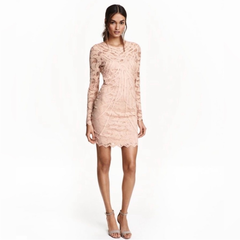 ✨Gorgeous H&M Scallop Hem Lacey Mini Dress, sz 2 - Picture 2 of 9